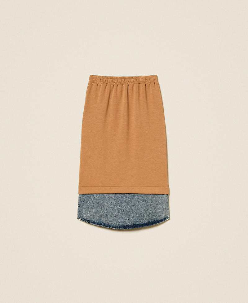Юбка миди из неопреновой и джинсовой ткани Двухцветный Верблюжий / Деним женщина 252LI2PEE_12671_S0