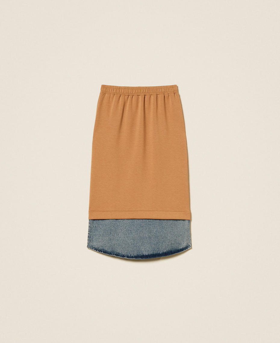 Юбка миди из неопреновой и джинсовой ткани Двухцветный Верблюжий / Деним женщина 252LI2PEE_12671_S0