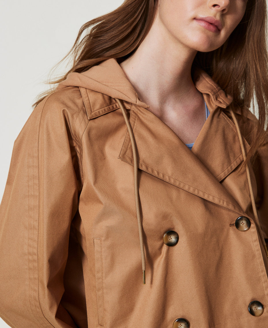 Double-breasted twill caban jacket Brown Box Woman 251LL2EAA_12112_05