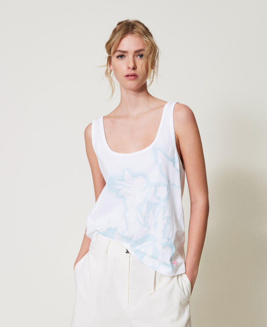 MYFO vest top with print Papers/Stencil Baby Blue Flower Print Woman 251AQ2140_12516_01