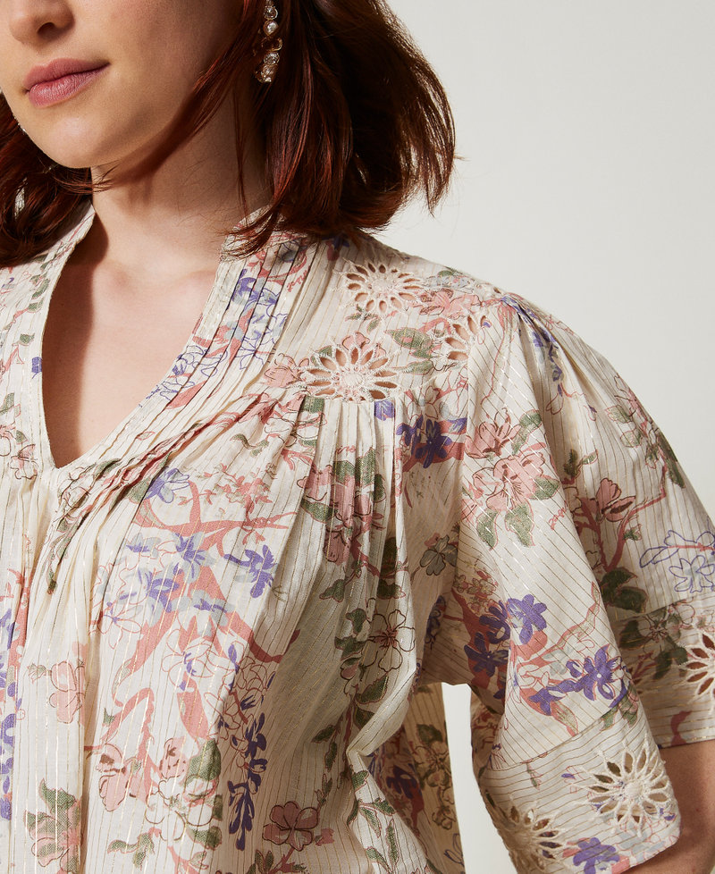 Muslin blouse with embroidery Multicolour/Lurex Floral Print Woman 251TT2156_12494_04