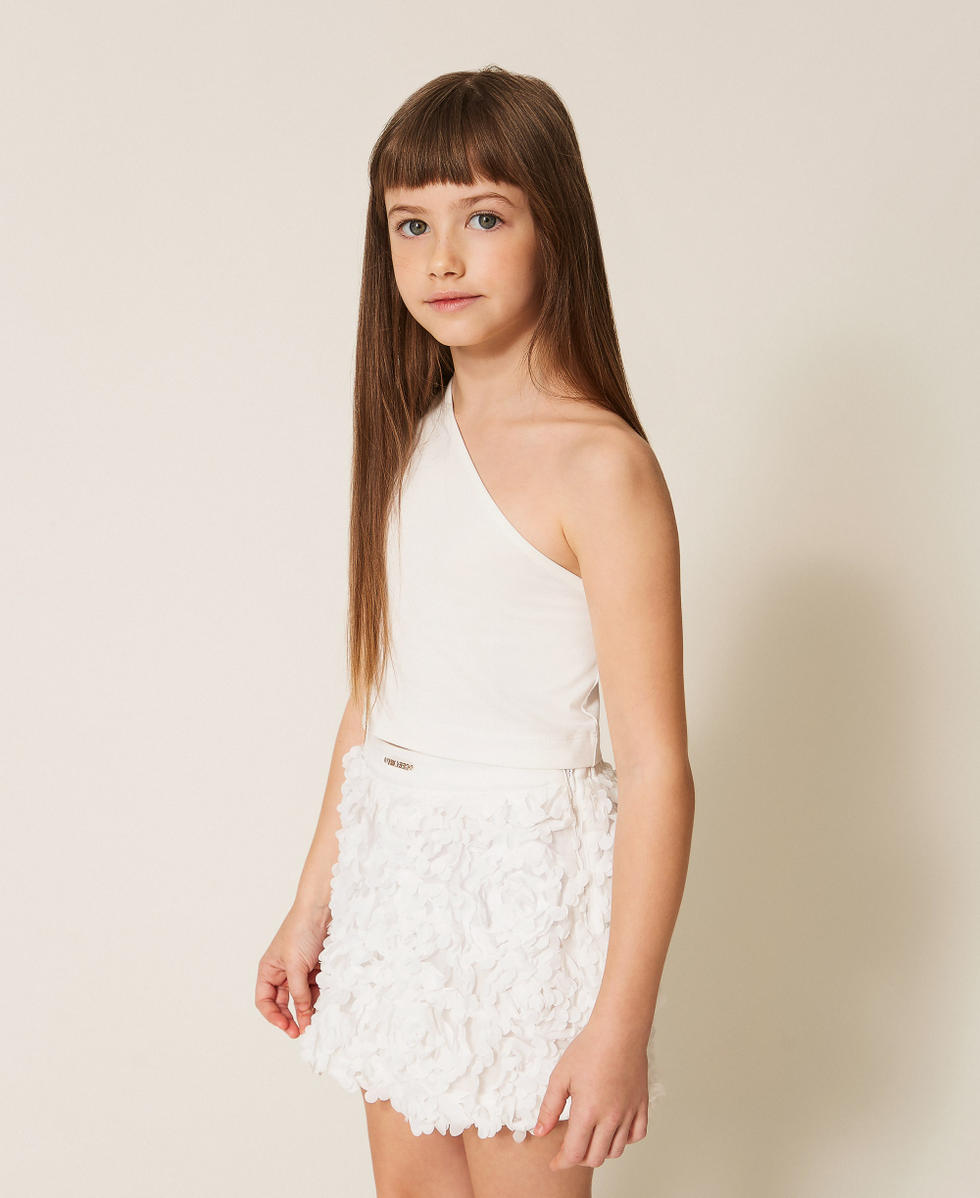 Top asym&eacute;trique avec logo Off White Fille 261GJ2255_00526_02