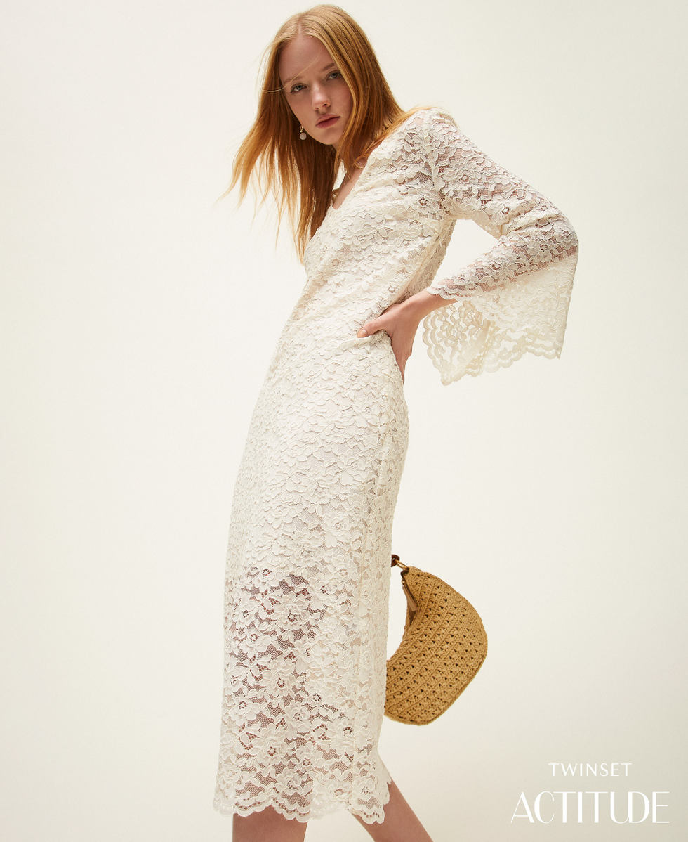 Lace midi dress Off White Woman 261AP2301_00526_PA