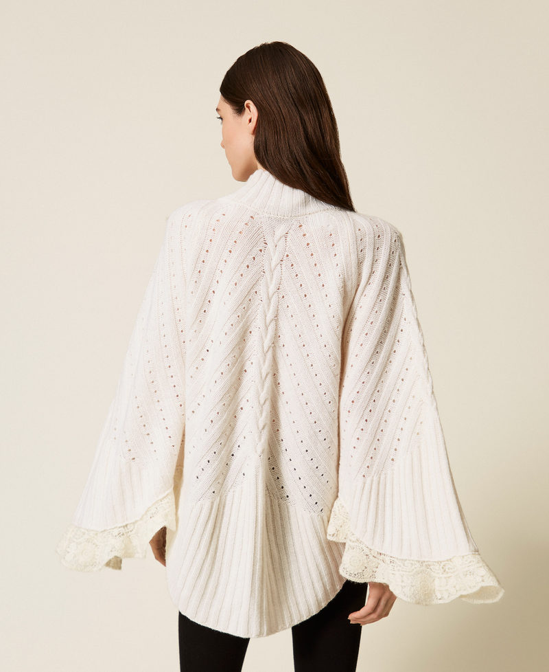 Wool blend maxi jumper with crochet detail White Snow Woman 252TS3353_00282_03