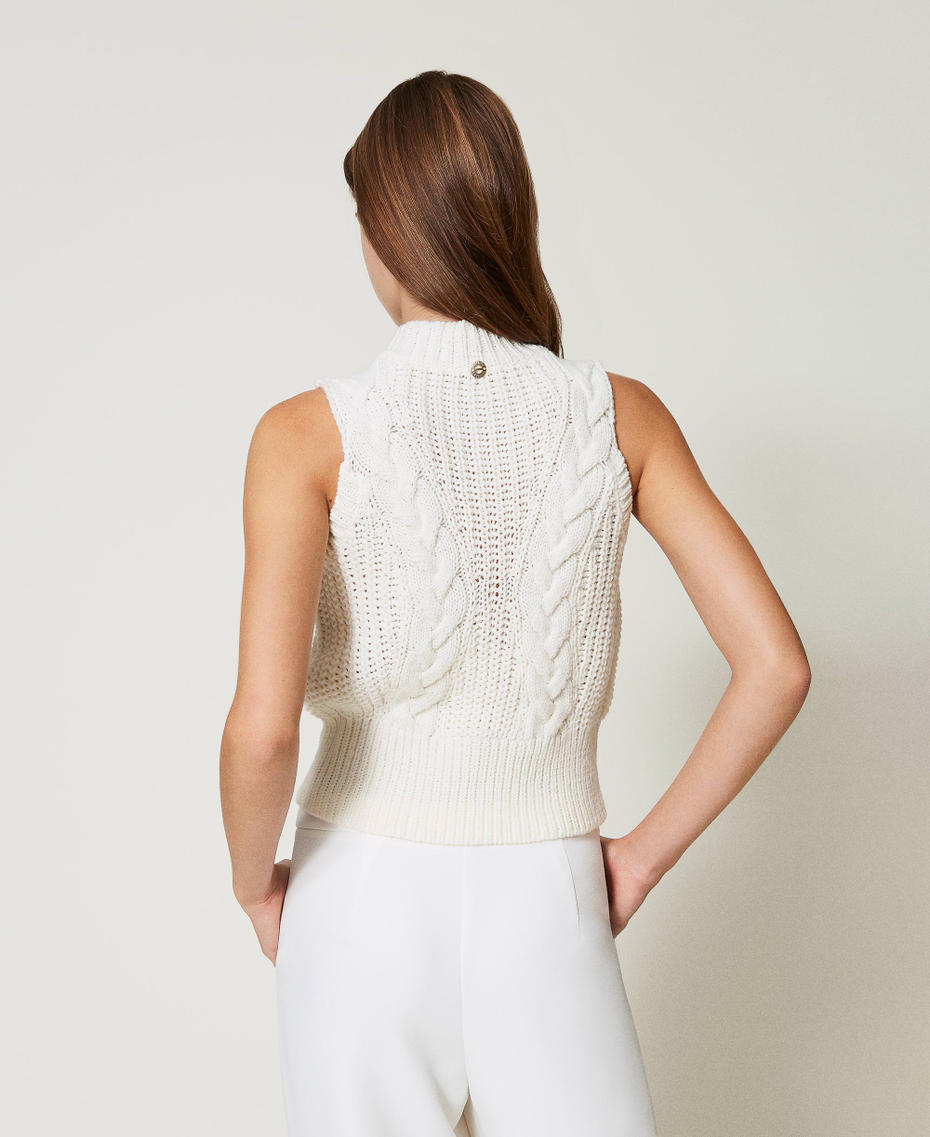 Rib and cable knit top Off White Woman 242AT3180_00526_04