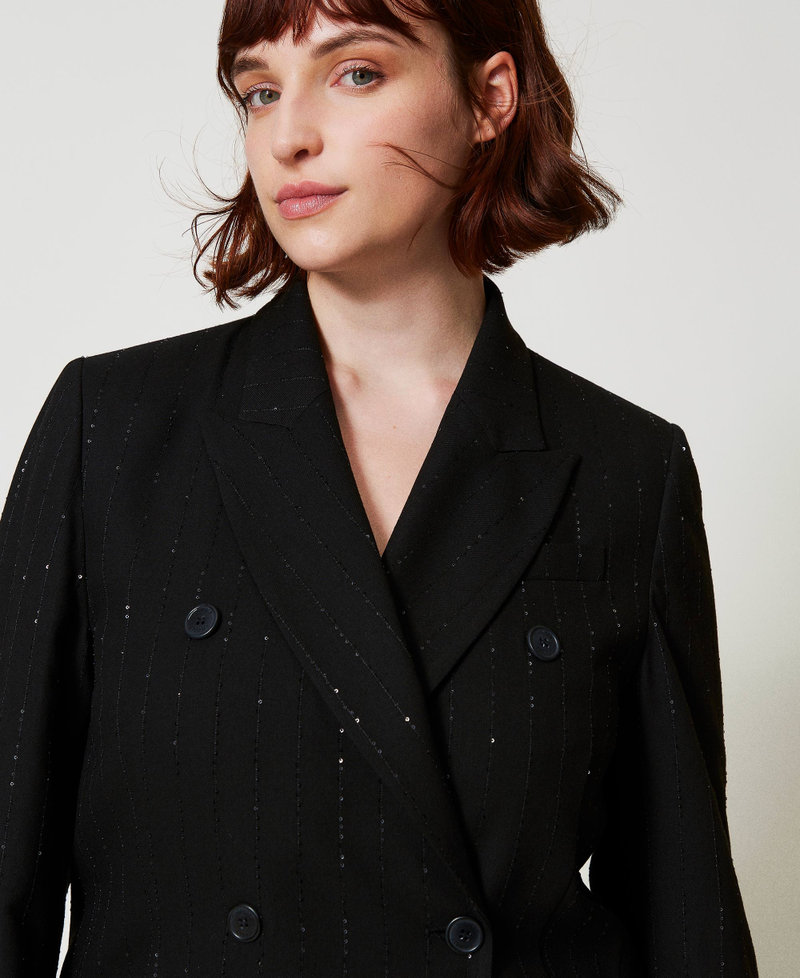 Cloth coat with sequins Black Woman 242TT2164_00006_05