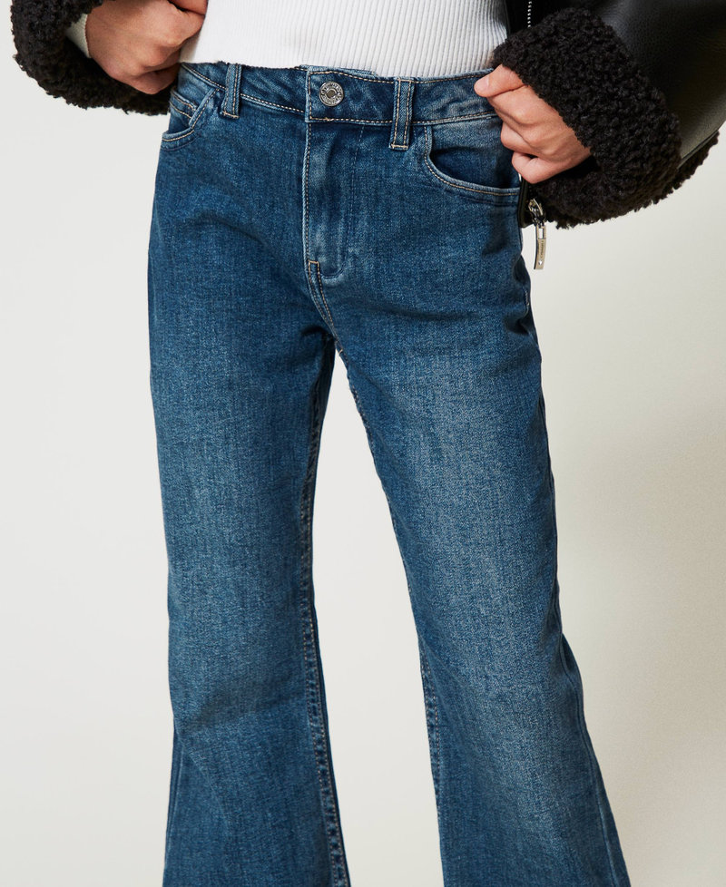 Bell bottom jeans with five pockets Denim Mid Blue Girl 242GJ2290_07282_04
