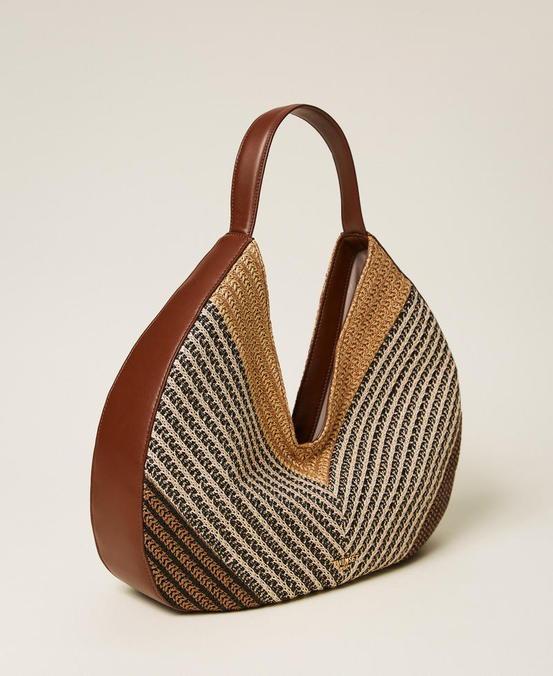 Jacquard raffia hobo bag Multicolour Straw Woman 261TD8501_13504_02
