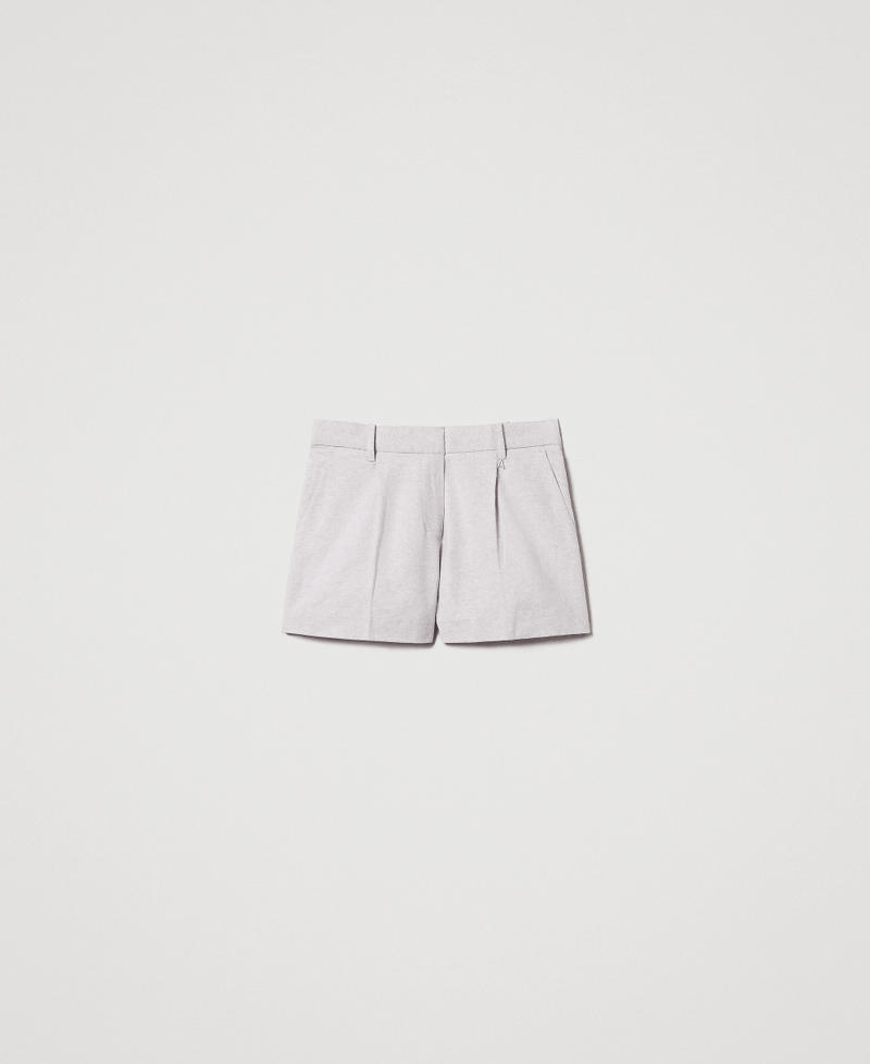 Linen blend shorts with pleats Textured Angora Woman 251AP2471_12325_S0