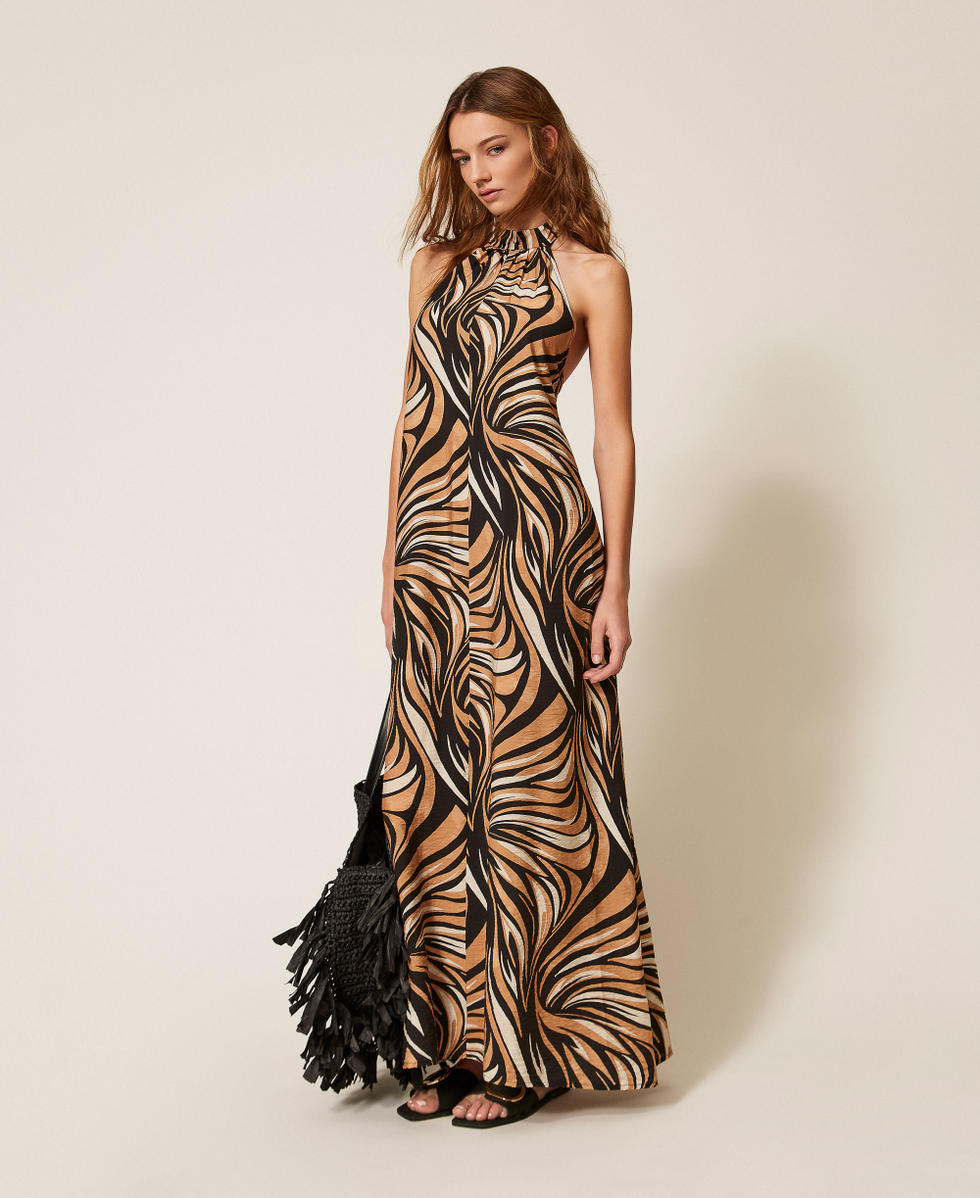 Long dress with graphic print Woman, Patterned | TWINSET Milano