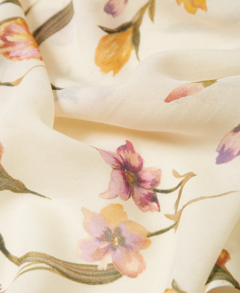 Stole with floral print Multicolour/Mother of Pearl Iris Print Woman 251TA4340_12329_02