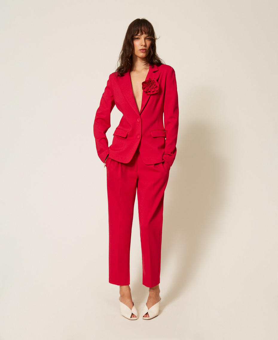 Cigarette trousers with slits Magenta Red Woman 261AP2148_13160_T0