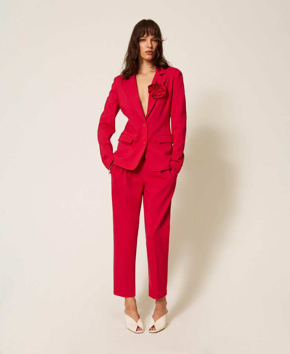 Cigarette trousers with slits Magenta Red Woman 261AP2148_13160_T0