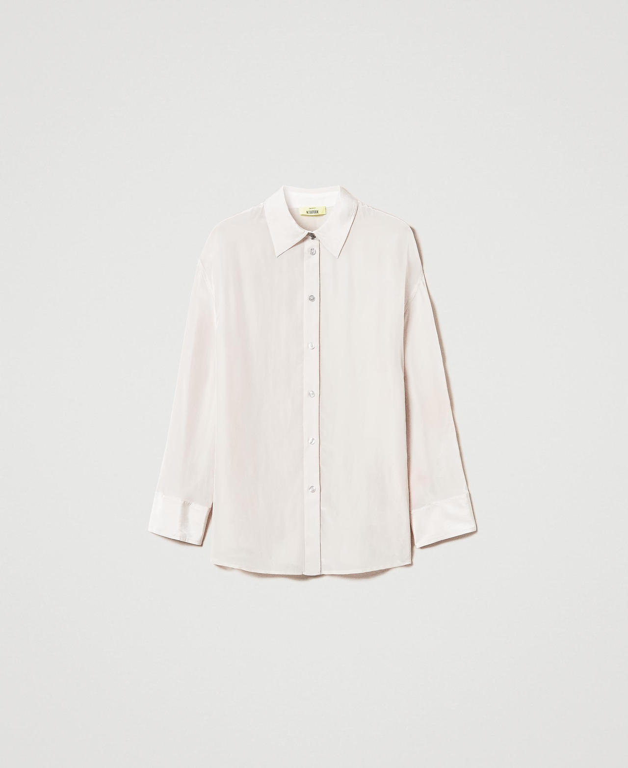 MYFO satin shirt Two-tone Pepper / Snow White Woman 242AQ2070_12024_0S