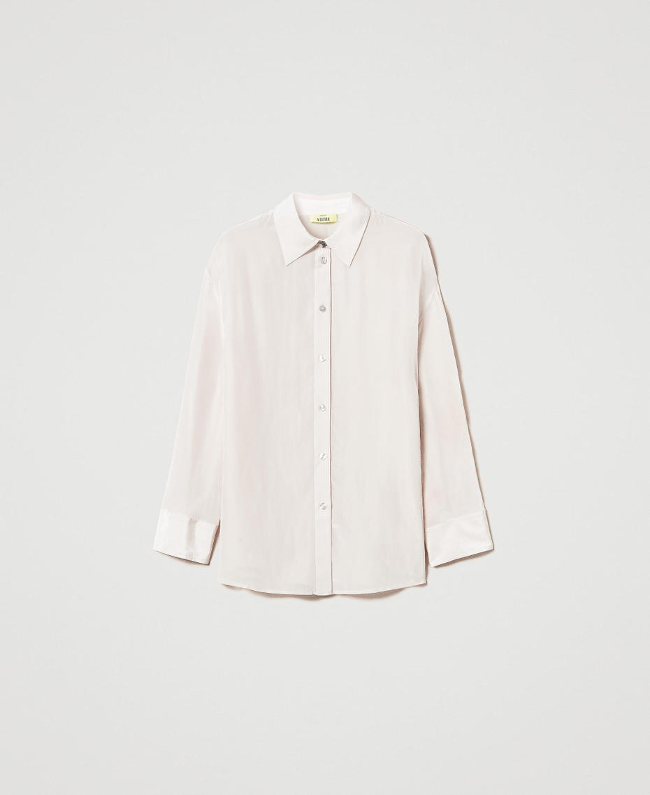 MYFO satin shirt Two-tone Pepper / Snow White Woman 242AQ2070_12024_S0