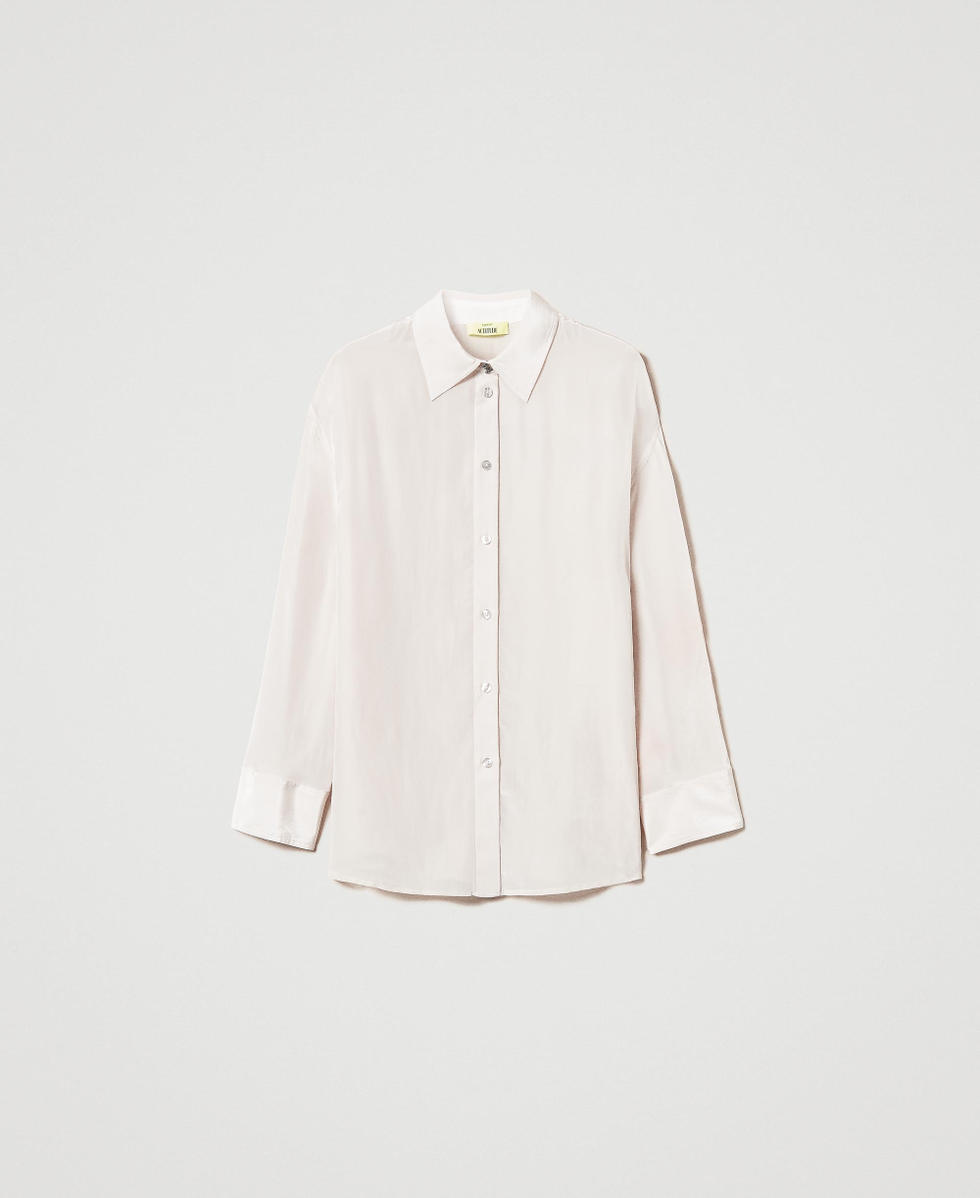 Camisa MYFO de raso Bicolor Pimienta / Blanco Nieve Mujer 242AQ2070_12024_S0