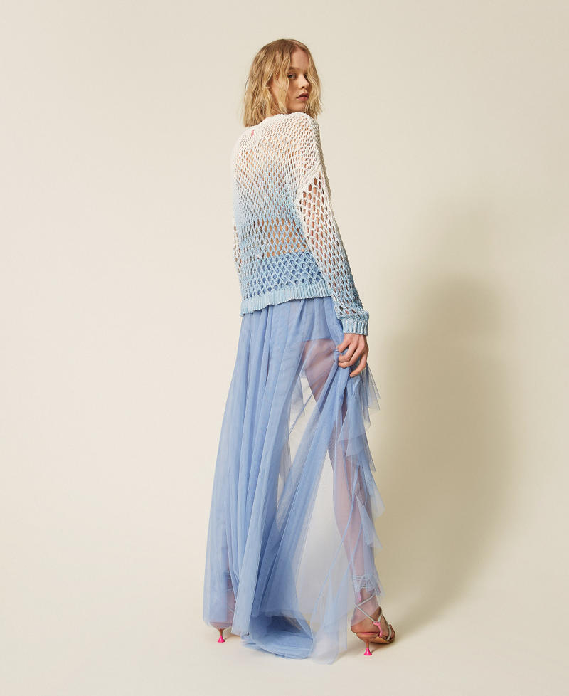 MYFO long asymmetric tulle skirt Placid Blue Woman 261AQ2110_13420_03