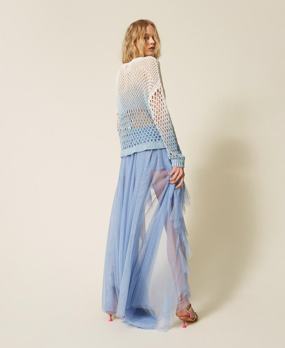 MYFO long asymmetric tulle skirt Placid Blue Woman 261AQ2110_13420_03