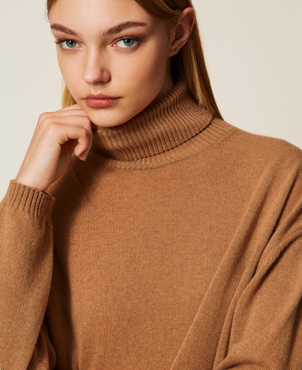 Jersey de cuello cisne de cachemira Marr&oacute;n &laquo;Alpaca&raquo; Claro Mujer 252TT3533_12926_04