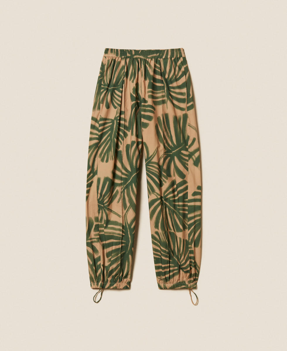 Pantaloni joggers in popeline con stampa
