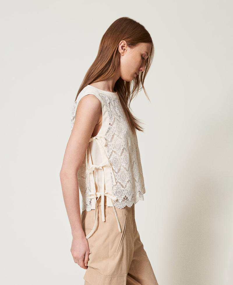 Top in pizzo macramè Delicate Beige Donna 251TP2408_12140_02