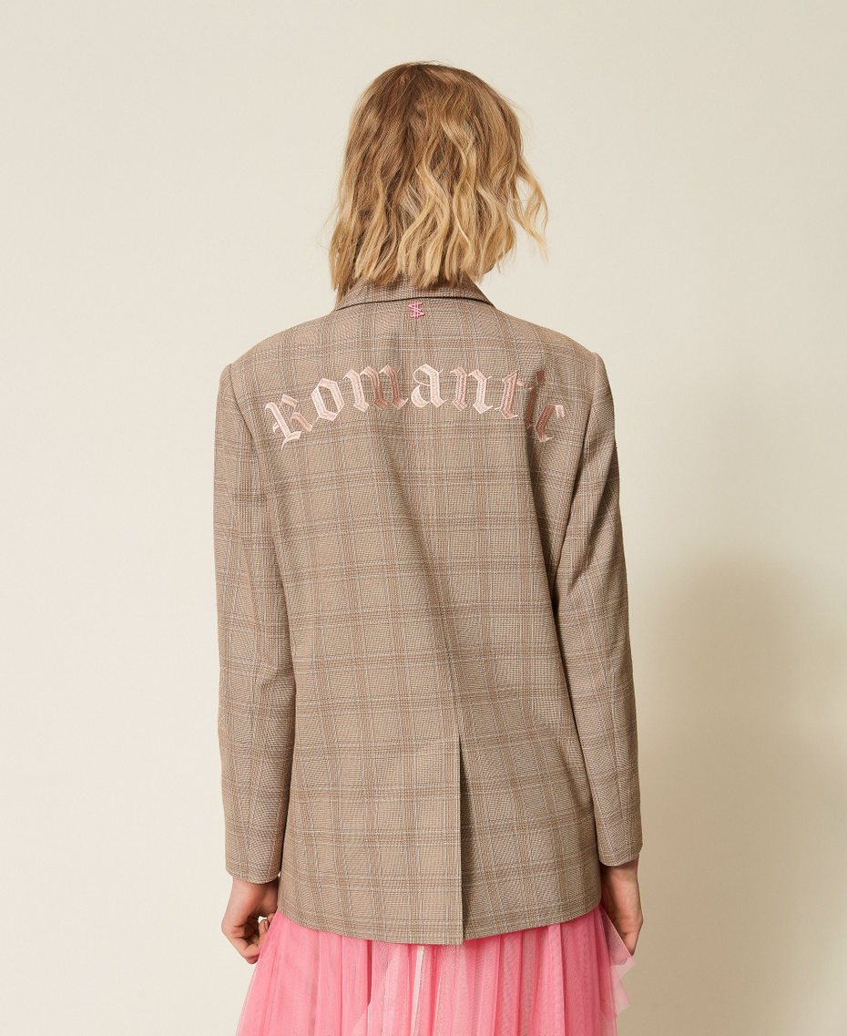 MYFO check blazer with embroidery Nude Beige Shade Check Woman 261AQ2020_13509_03