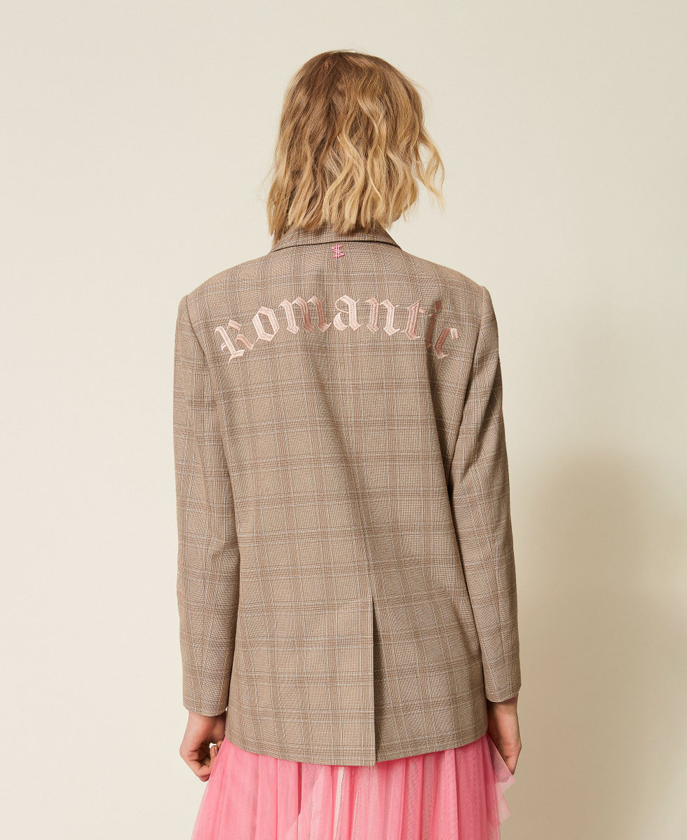 MYFO check blazer with embroidery Nude Beige Shade Check Woman 261AQ2020_13509_03