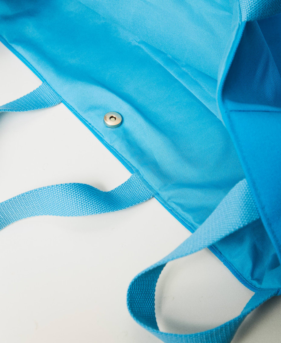 Borsa shopper in canvas Turquoise Donna 251LB7ACC_12132_04