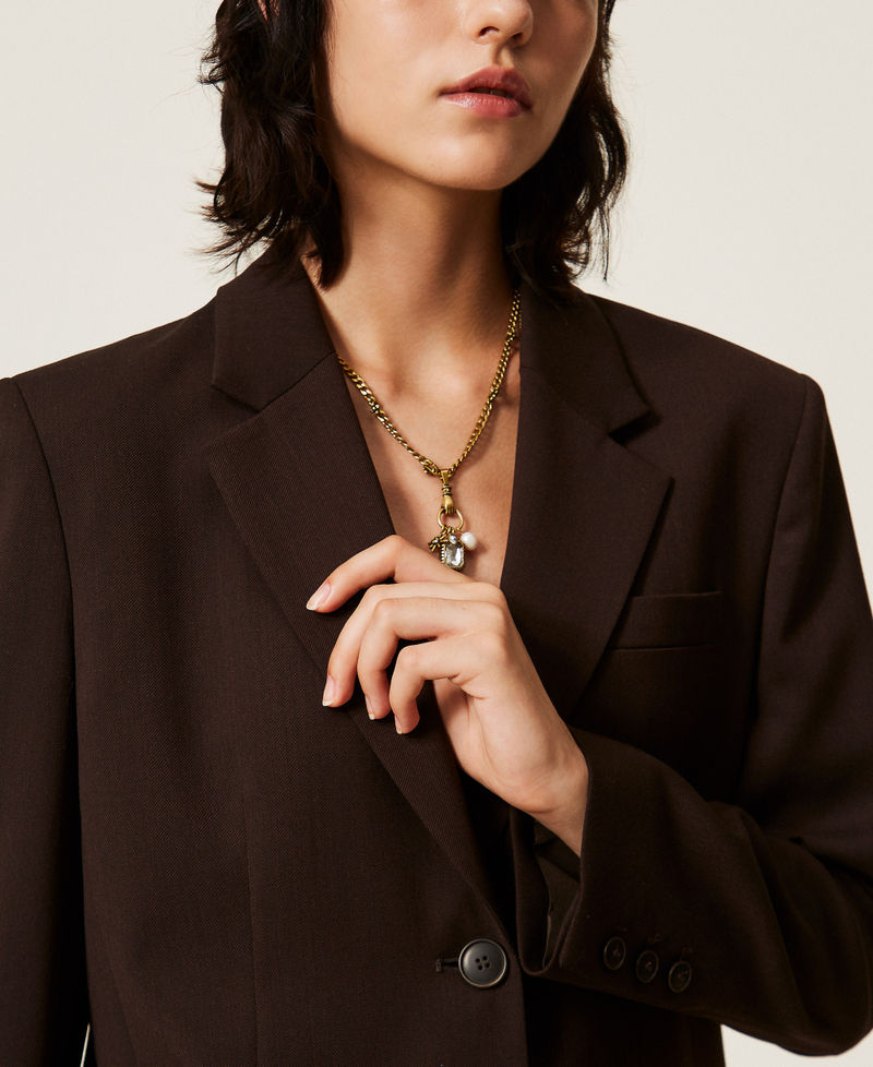 Blazer aus mattem Satin Kaffeeschokolade Frau 262TT2222_11946_04