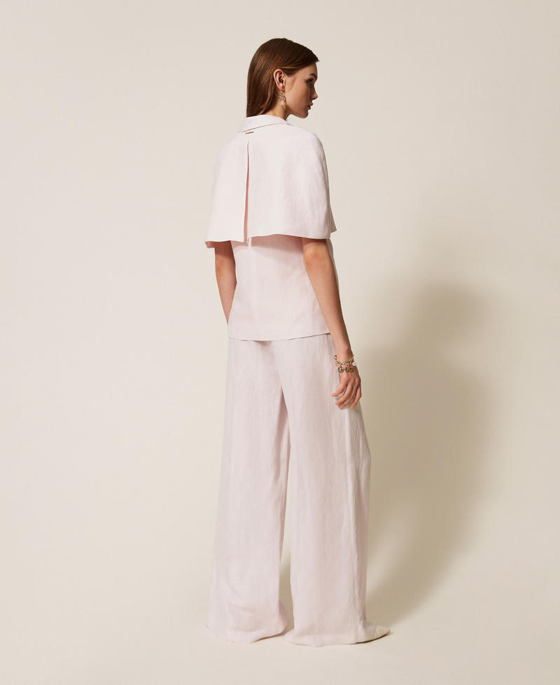 Linen blend wide leg trousers Pink Sand Woman 261TP2454_00570_03