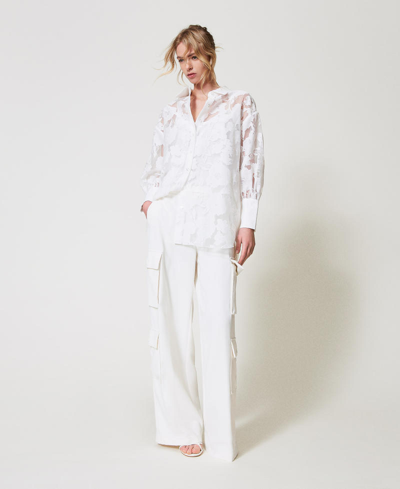 Camicia in organza fil coup&eacute; Bianco "Papers" Donna 251AP2411_00840_01