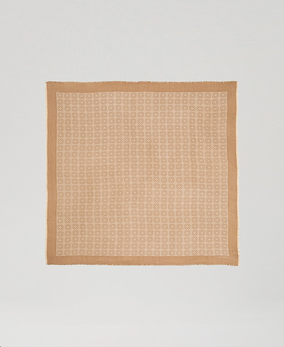 Jacquard keffiyeh with Oval T Rope Beige Woman 251TA4250_12145_05