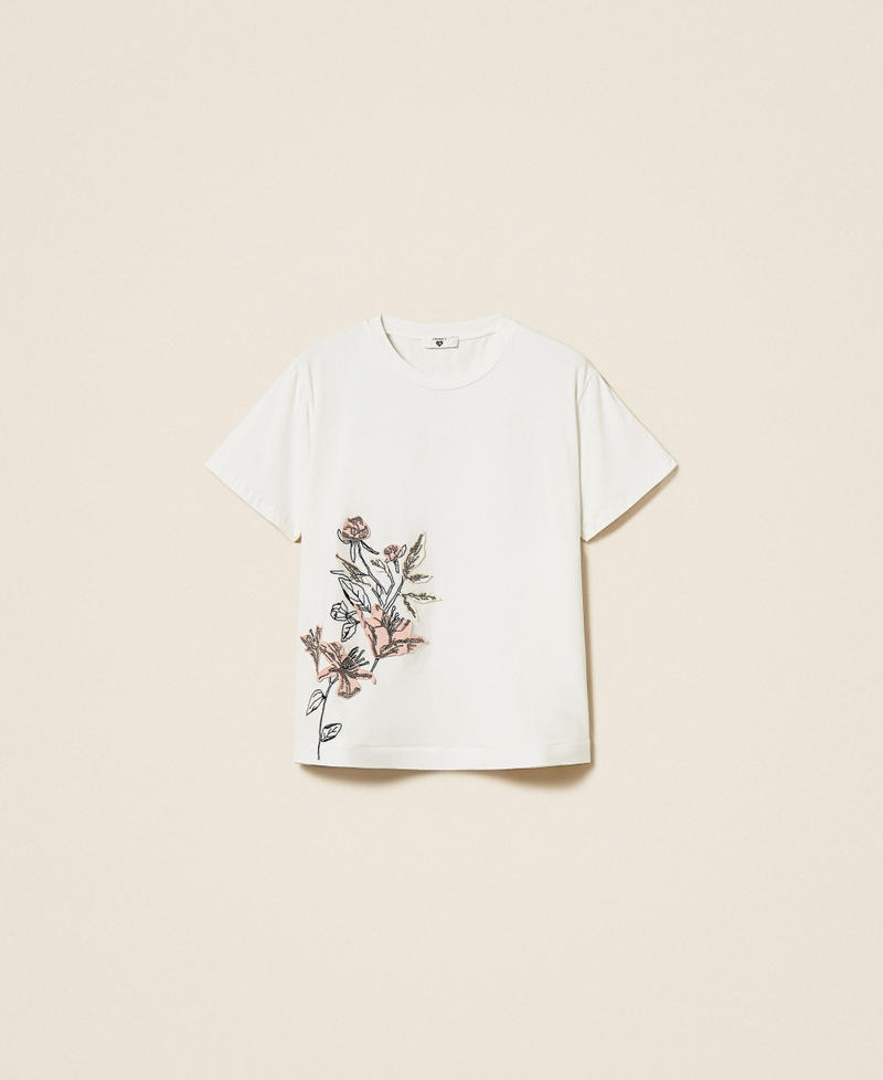T-shirt with floral embroidery Off White Woman 262LI2CUU_00526_S0