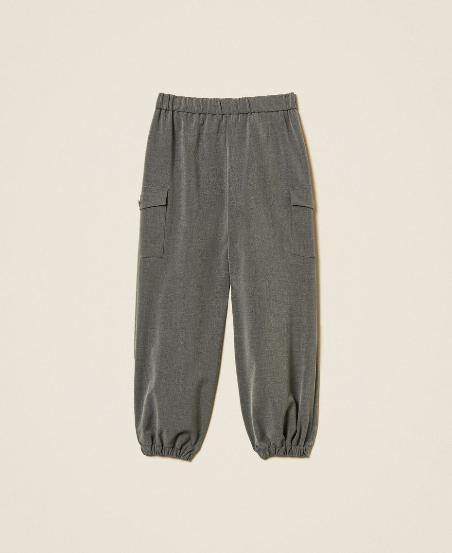 Pantalon de jogging en flanelle Gris Moyen Mélangé Fille 252GJ2273_11727_S1