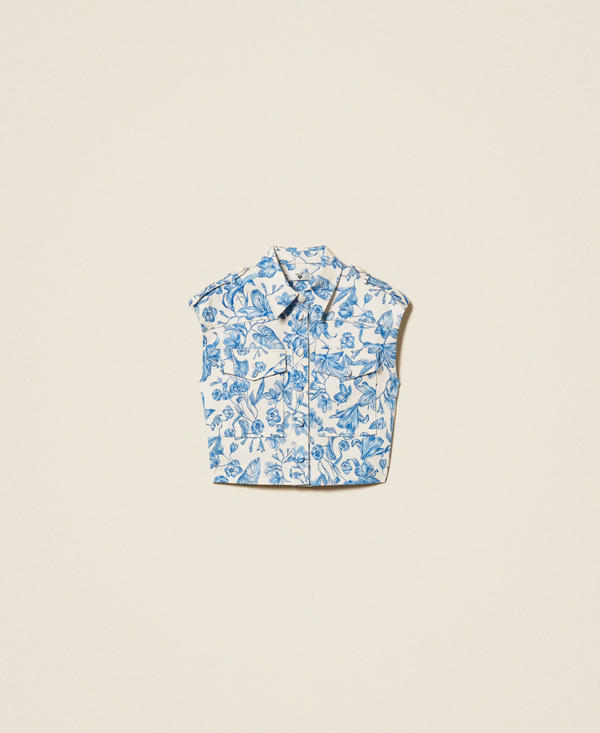 Floral bull denim gilet