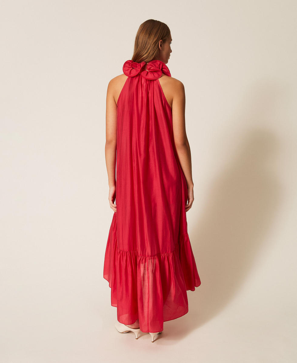 Langes Kleid aus Voile mit Volant Magentarot Frau 261AP2185_13160_03