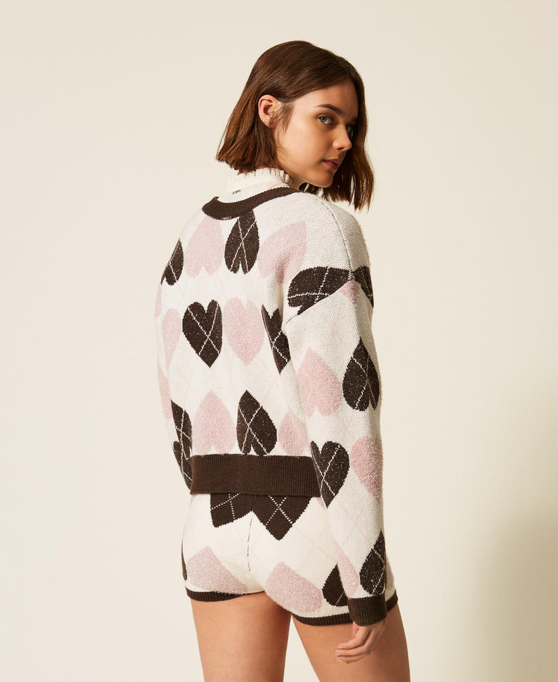Cardigan jacquard avec c&oelig;urs Jacquard C&oelig;ur Femme 262LI3UCC_13922_03