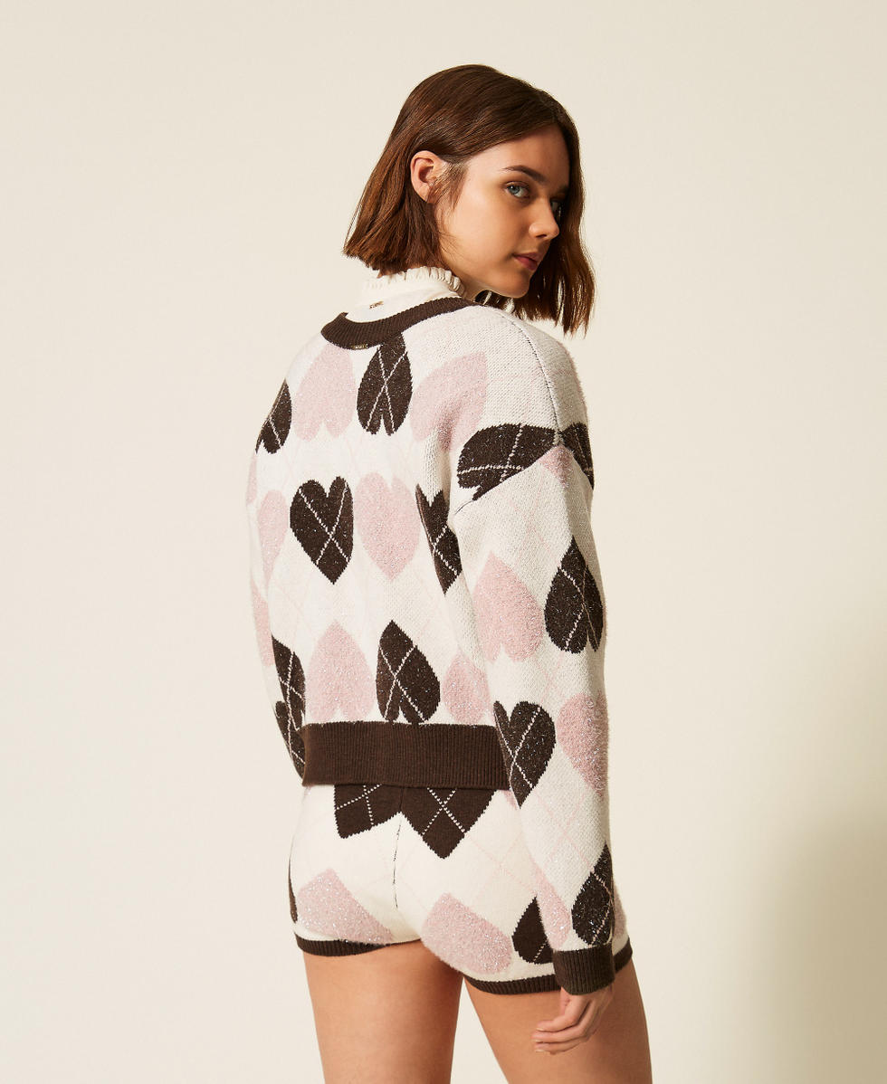 Jacquard cardigan with heart pattern