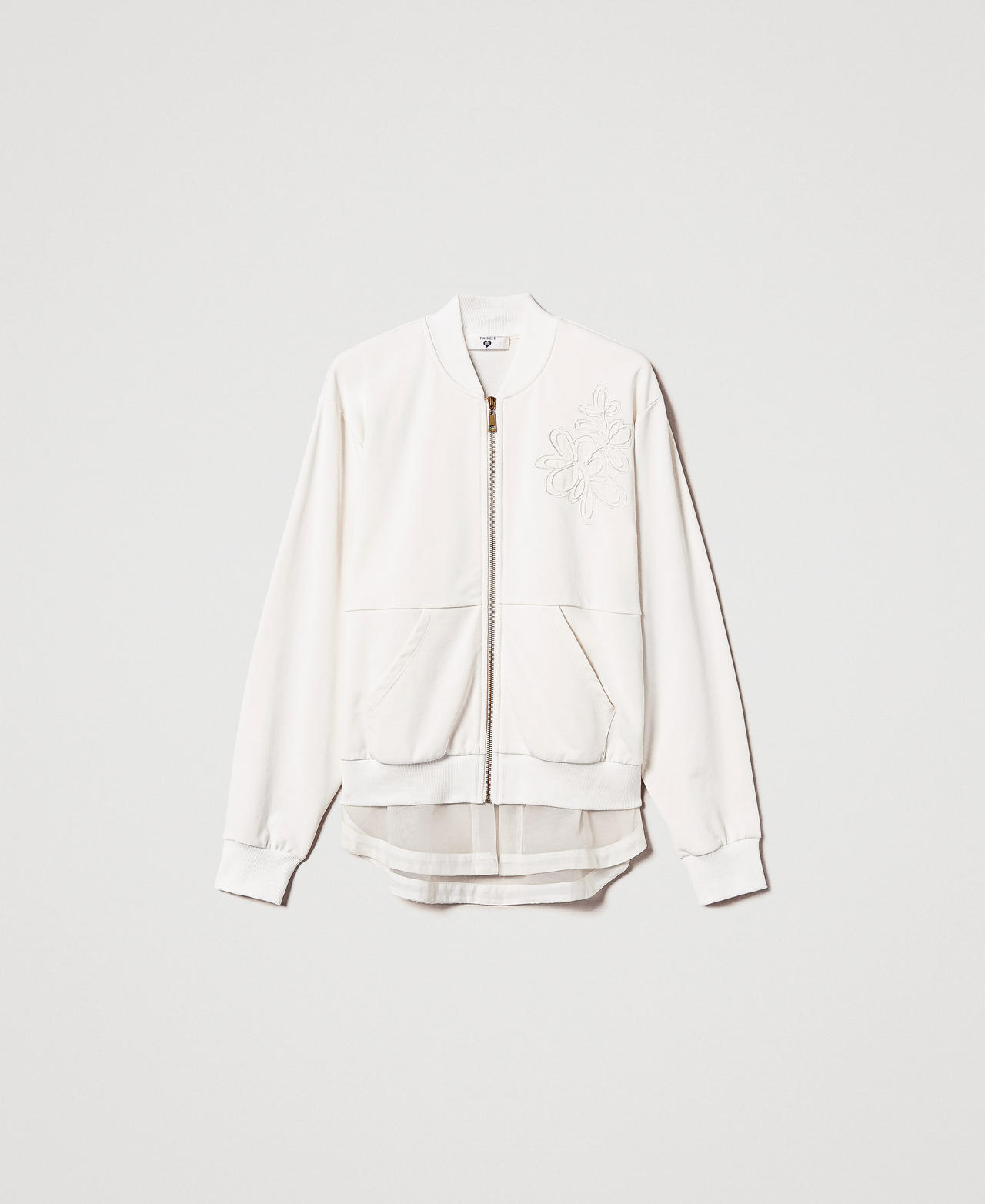 Sweatshirt with embroidery and organza insert White Cloud Woman 251LL2HAA_12105_0S