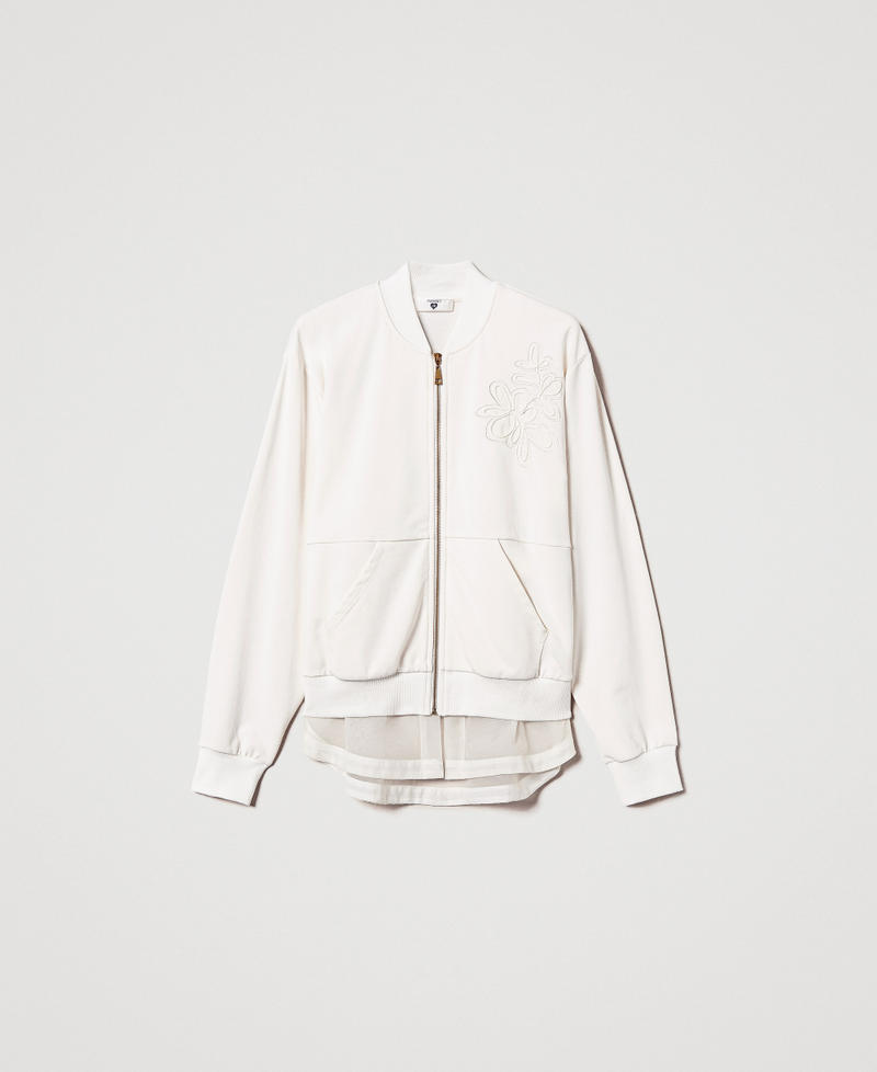 Sweatshirt with embroidery and organza insert White Cloud Woman 251LL2HAA_12105_0S