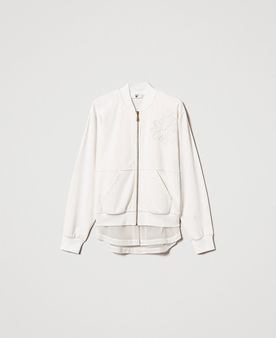 Sweatshirt with embroidery and organza insert White Cloud Woman 251LL2HAA_12105_S0