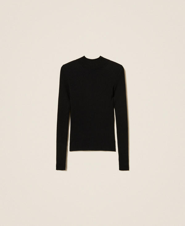 Rib knit turtleneck jumper