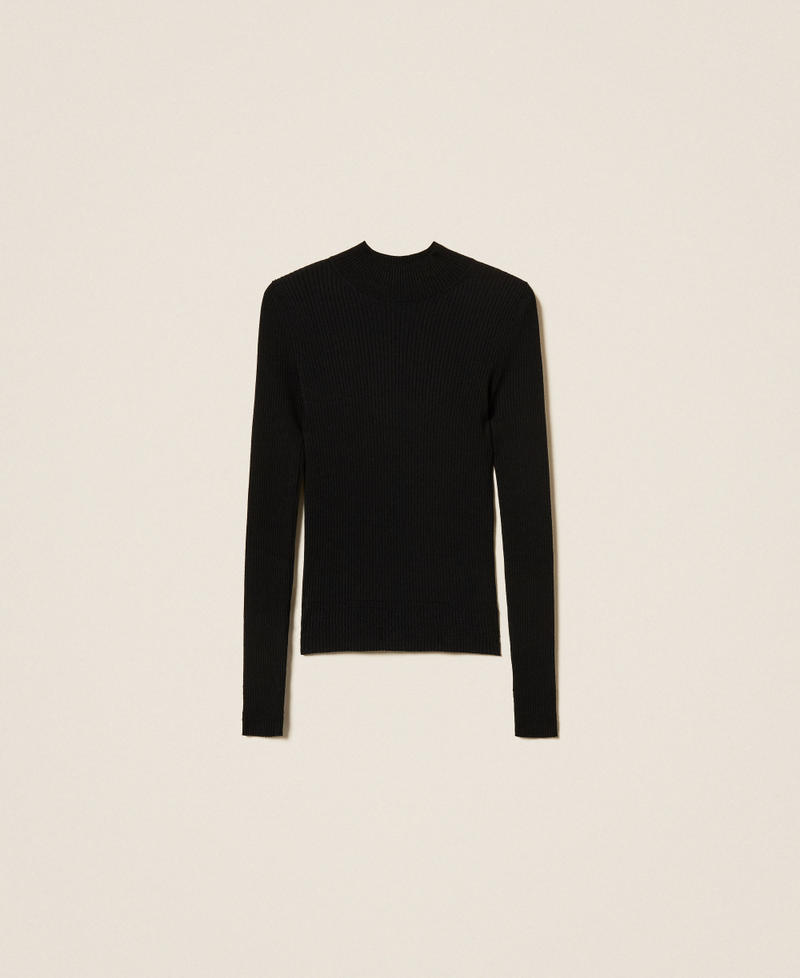 Rib knit turtleneck jumper Black Woman 252TP3243_00006_S0