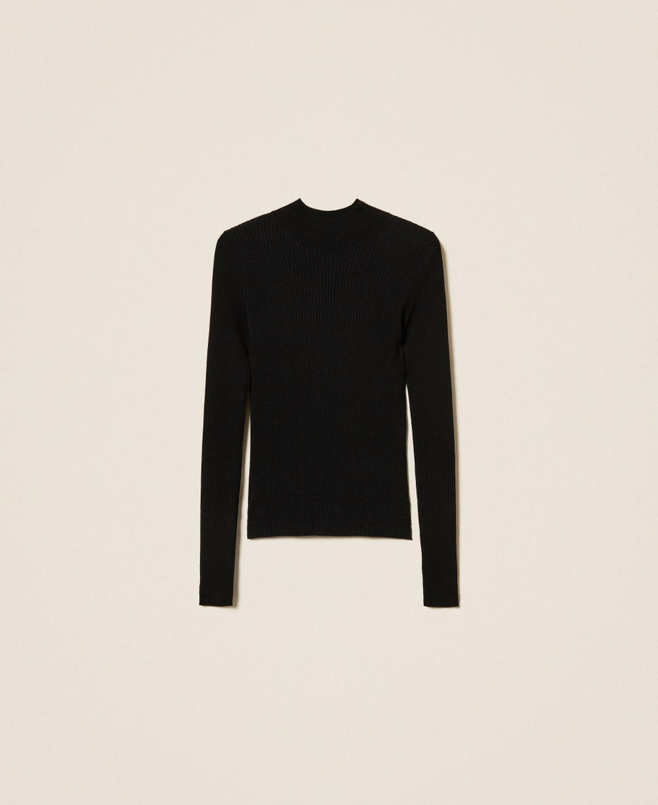 Rib knit turtleneck jumper Black Woman 252TP3243_00006_S0
