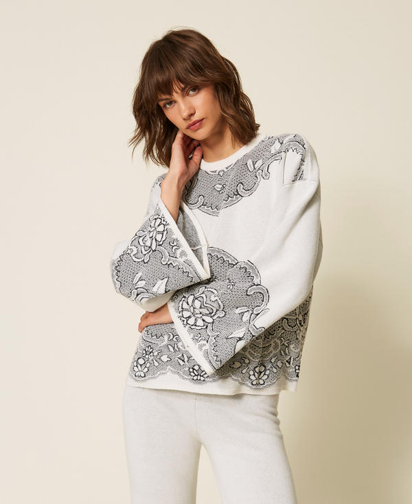 Maxi-Jacquardpullover aus Wollmischung