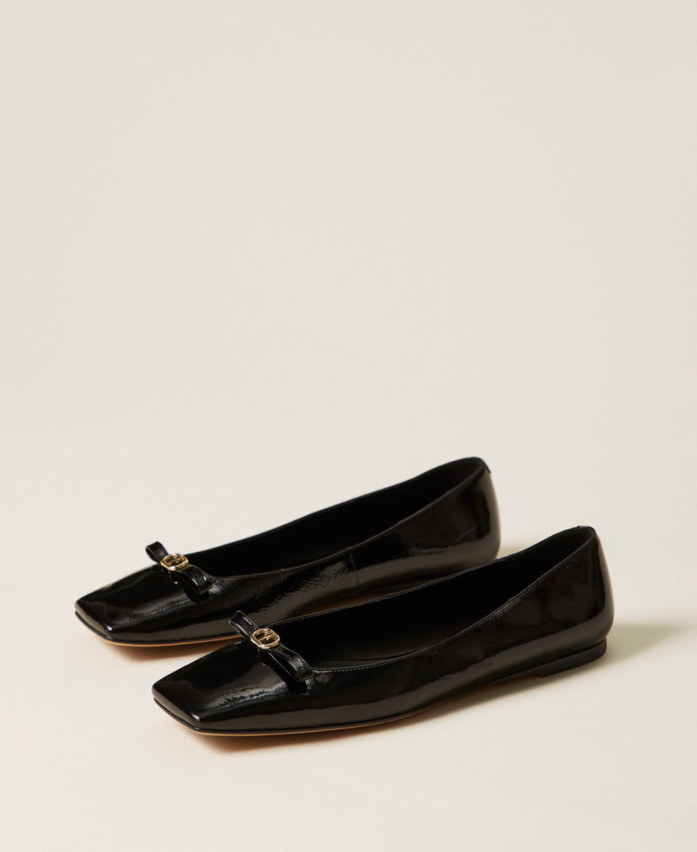 Lackballerina mit Schleife Schwarz Frau 252TCP244_00006_02