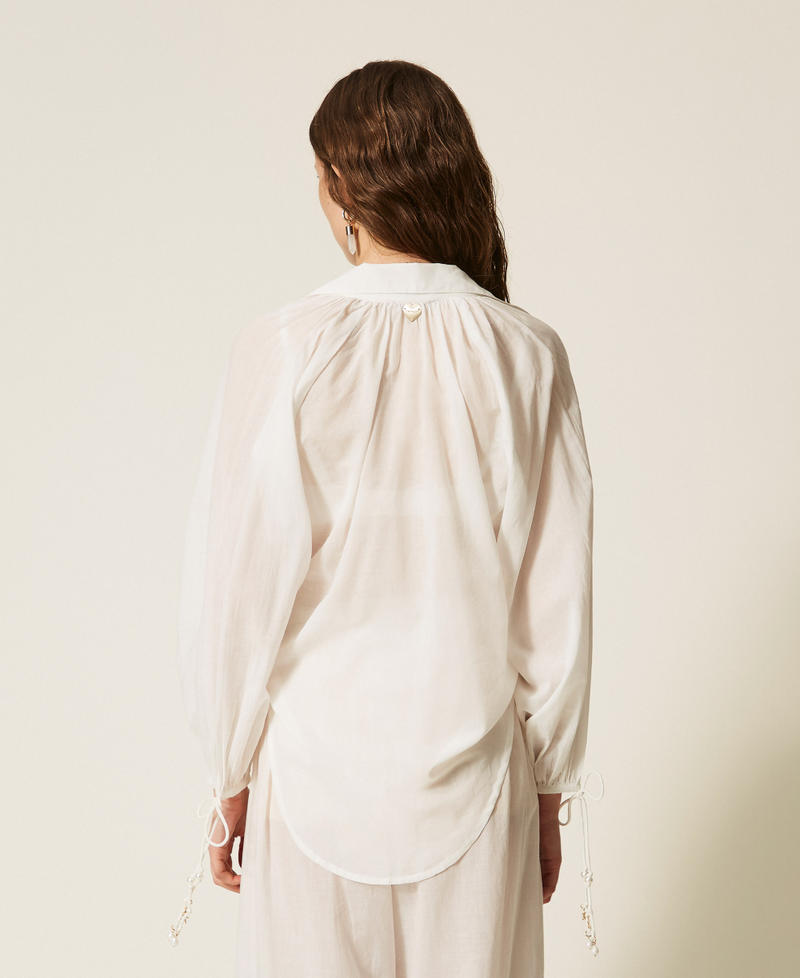 Muslin shirt with bow Off White Woman 261LM2RAA_00526_03