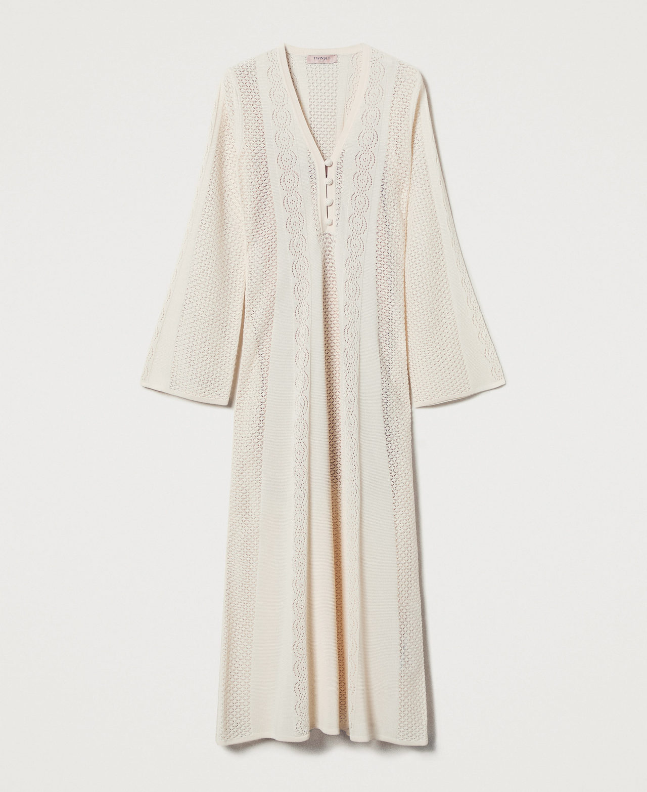 Long punched knit dress "Parchment" Beige Woman 251TT3050_07222_S0