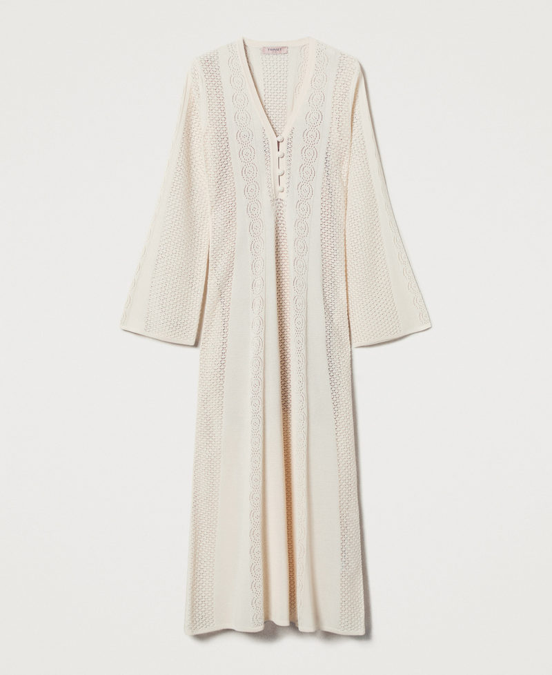 Long punched knit dress "Parchment" Beige Woman 251TT3050_07222_S0