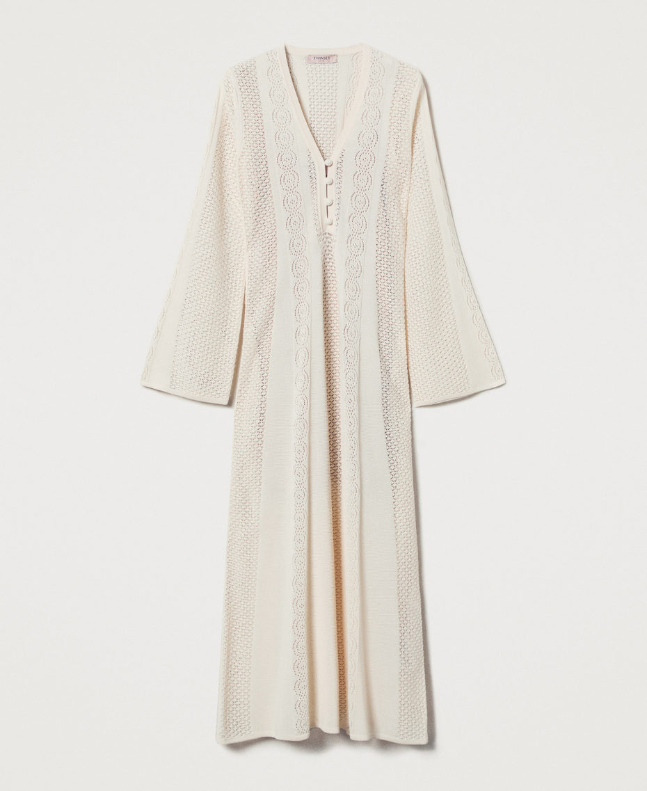 Long punched knit dress "Parchment" Beige Woman 251TT3050_07222_S0